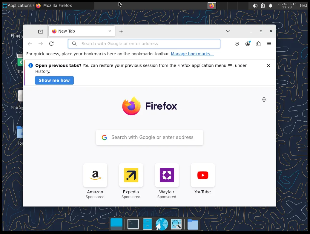 Firefox on the NixOS VM